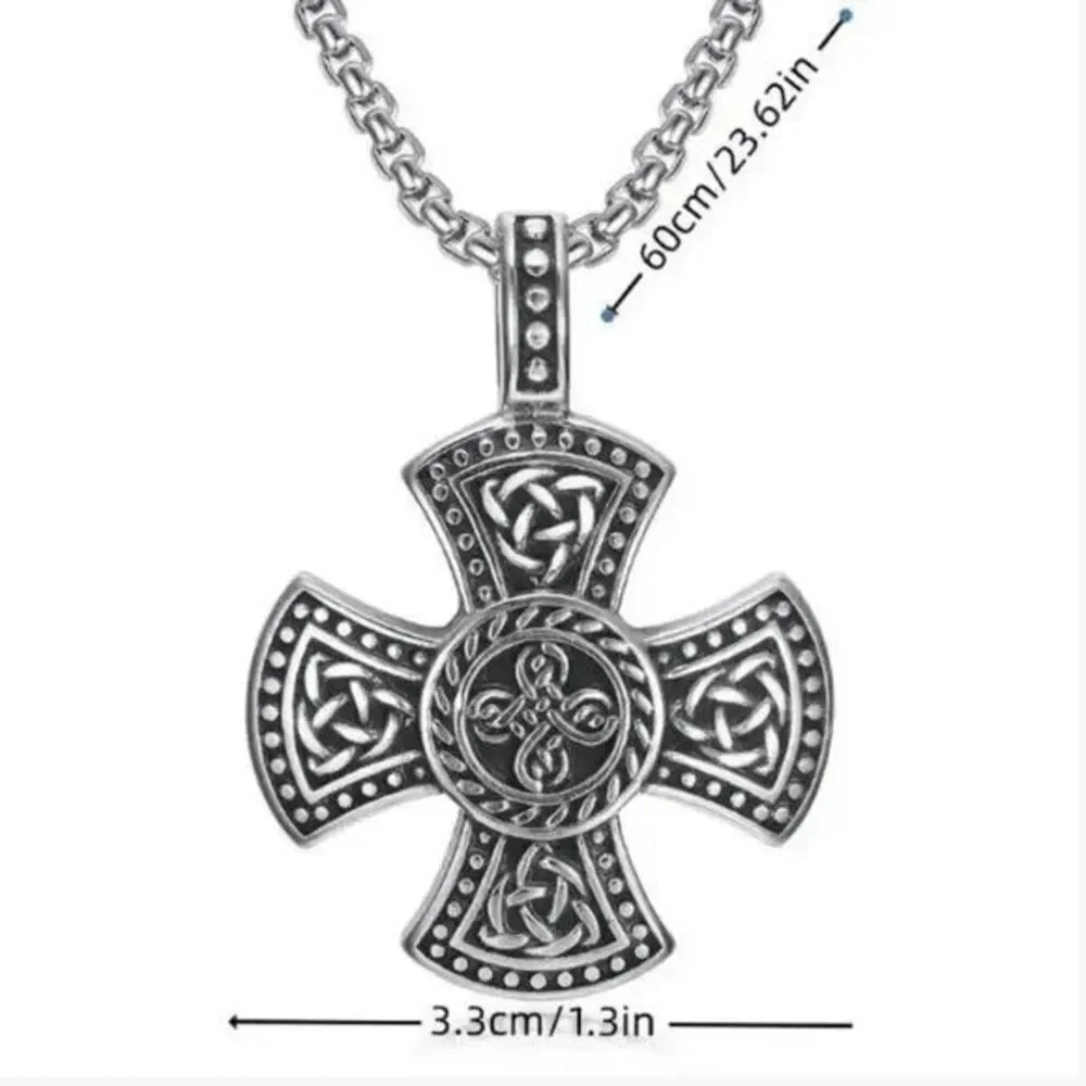 Stainless Steel Celtic Trinity Knot Cross Unisex Pendant Necklace